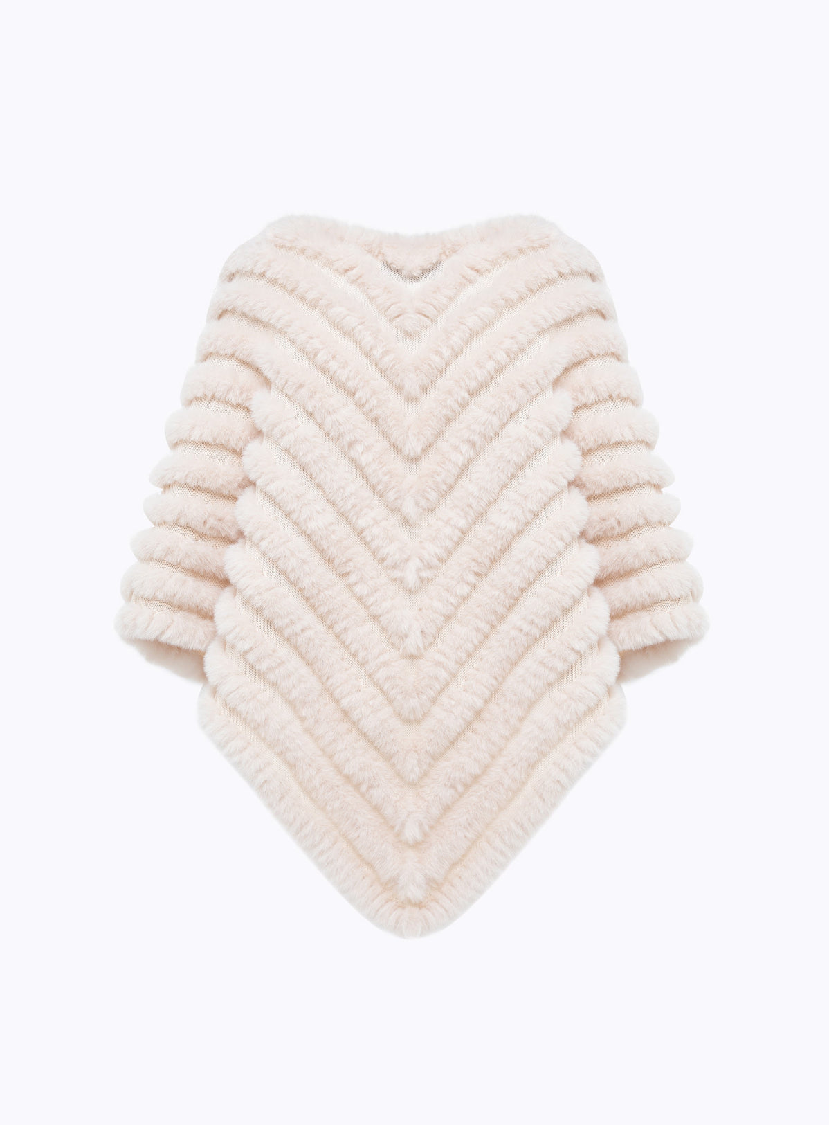 Poncho in faux fur con spilla