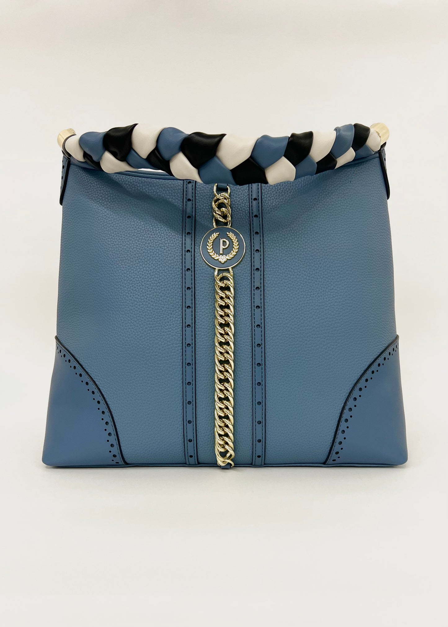 Borsa a spalla in pelle color jeans “Pollini”