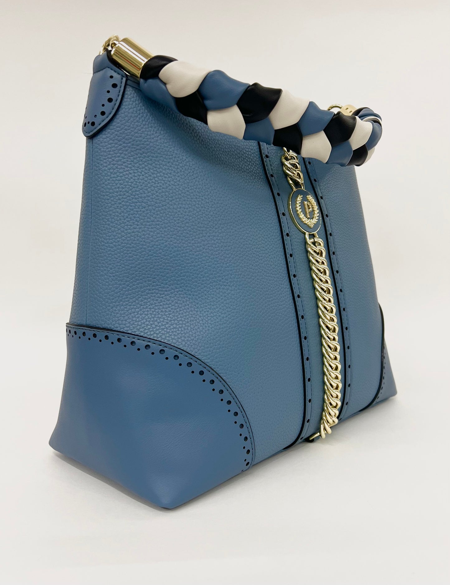Borsa a spalla in pelle color jeans “Pollini”