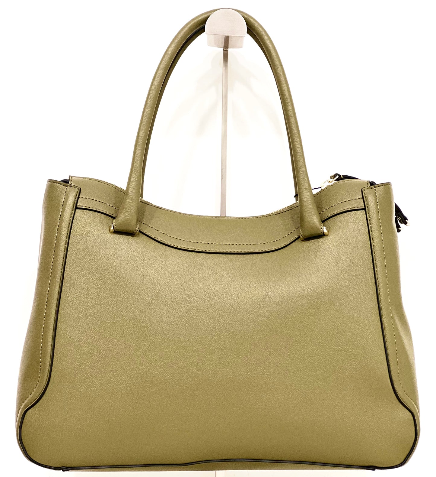 Borsa doppio manico zipper oliva “Pollini”