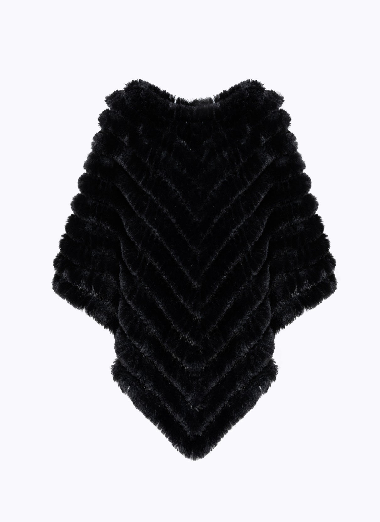 Poncho in faux fur con spilla