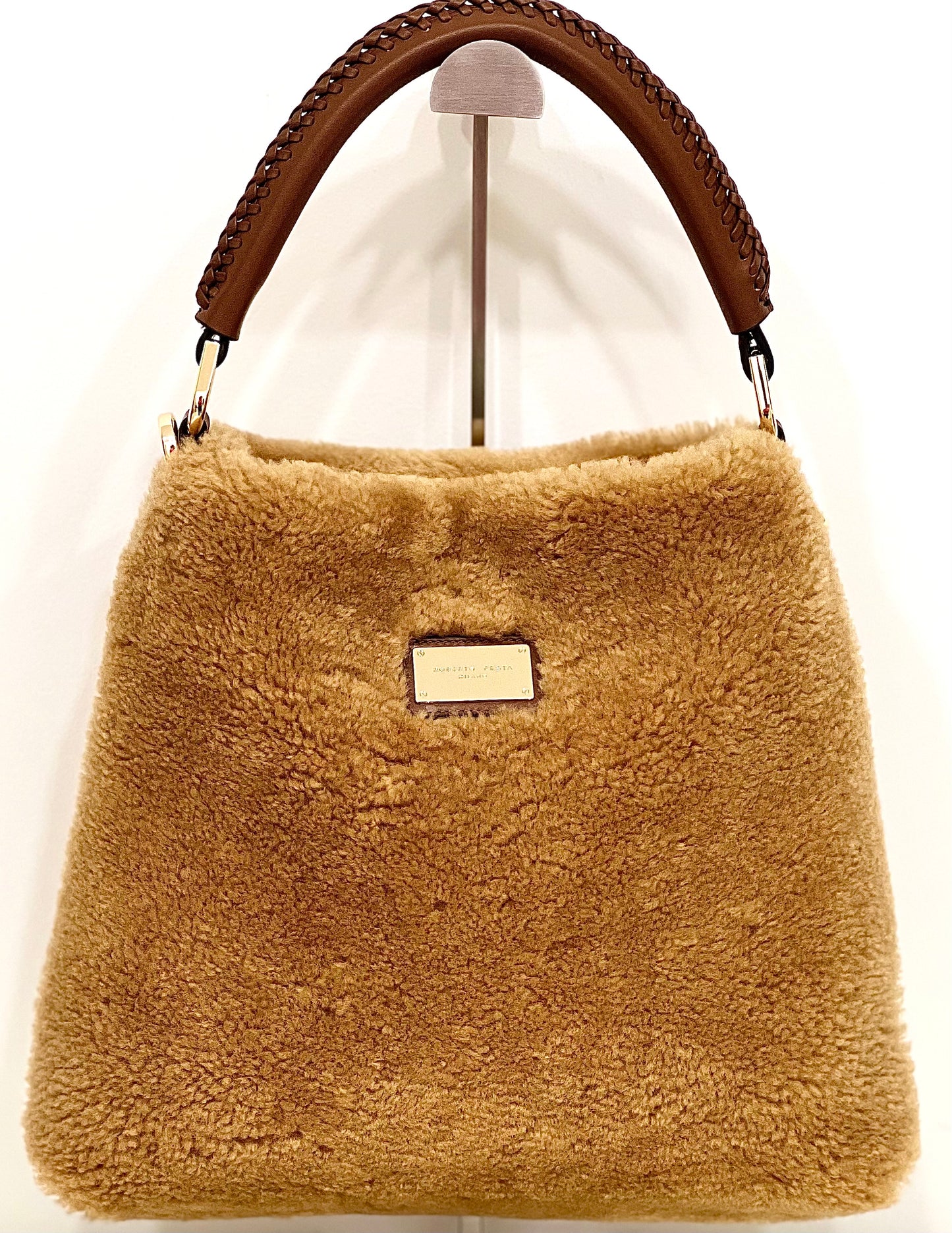 Borsa a spalla in montone teddy “Roberto Festa”