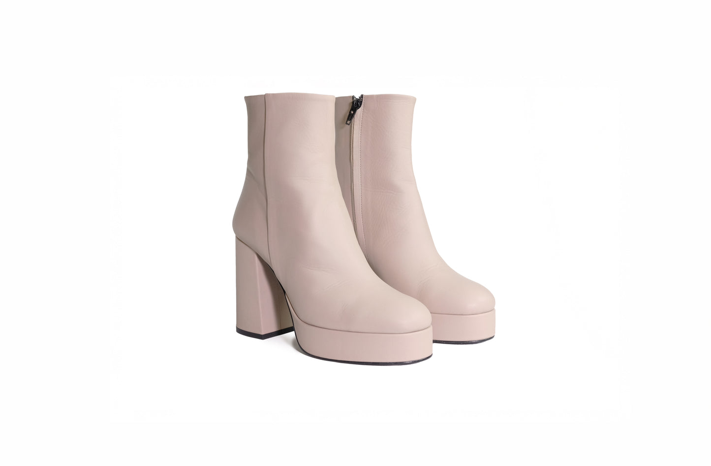 Stivaletto in pelle beige tacco alto e plateaux “Bruno Premi”