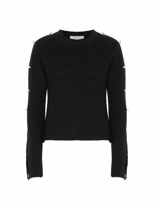 Pullover girocollo con bottoni logati e maniche scampanate “Akep”