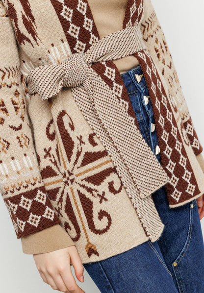 Cardigan in jacquard con cintura “Akep”
