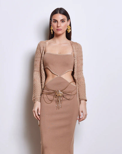 Coprispalle cropped in punto pizzo lurex “Akep”