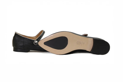 Ballerina Mary in pelle nera “Ton Goût”