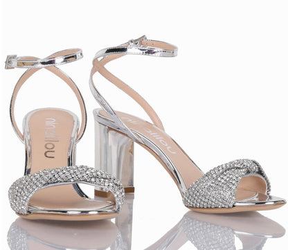 Sandalo Baby a specchio con strass argento “Ninalilou”
