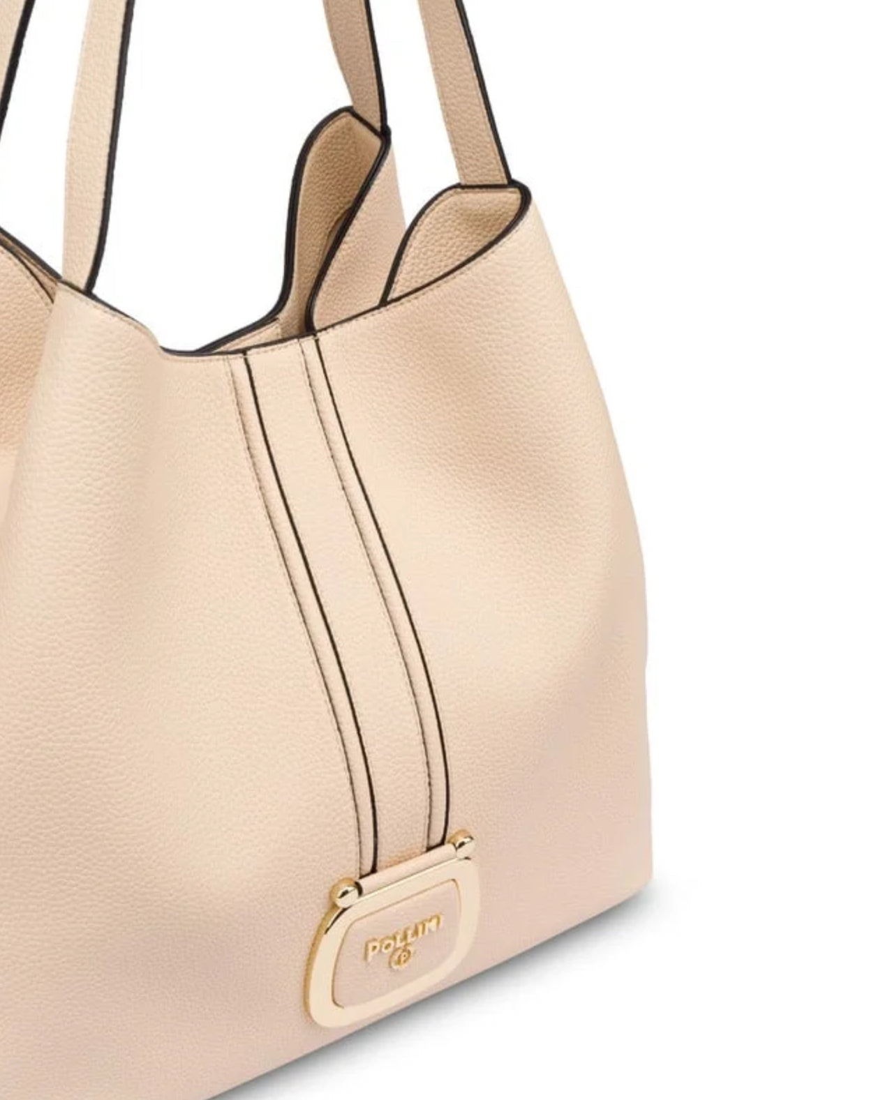 Borsa a spalla in pelle beige “Pollini”