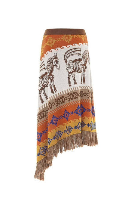 Gonna asimmetrica con pattern all over cavalli “Akep”
