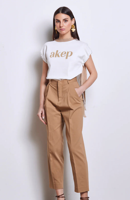 Pantalone chino a vita alta con pences “Akep”