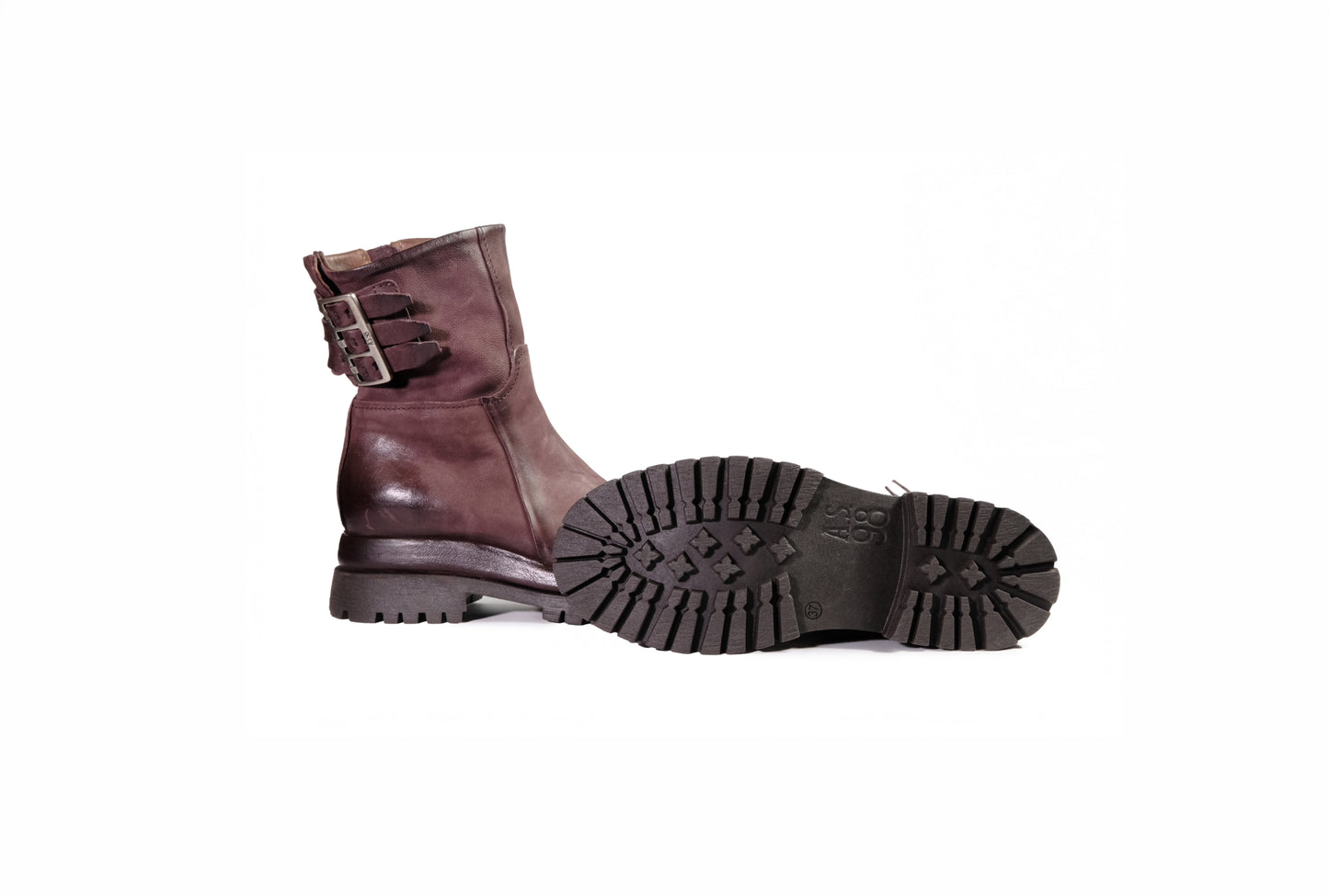 Stivaletto in pelle bordeaux e zip “A.S.98”