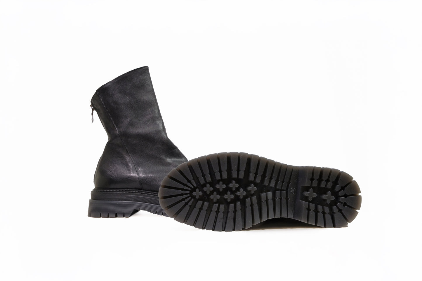 Stivaletto in pelle nera “Les Tulipes”