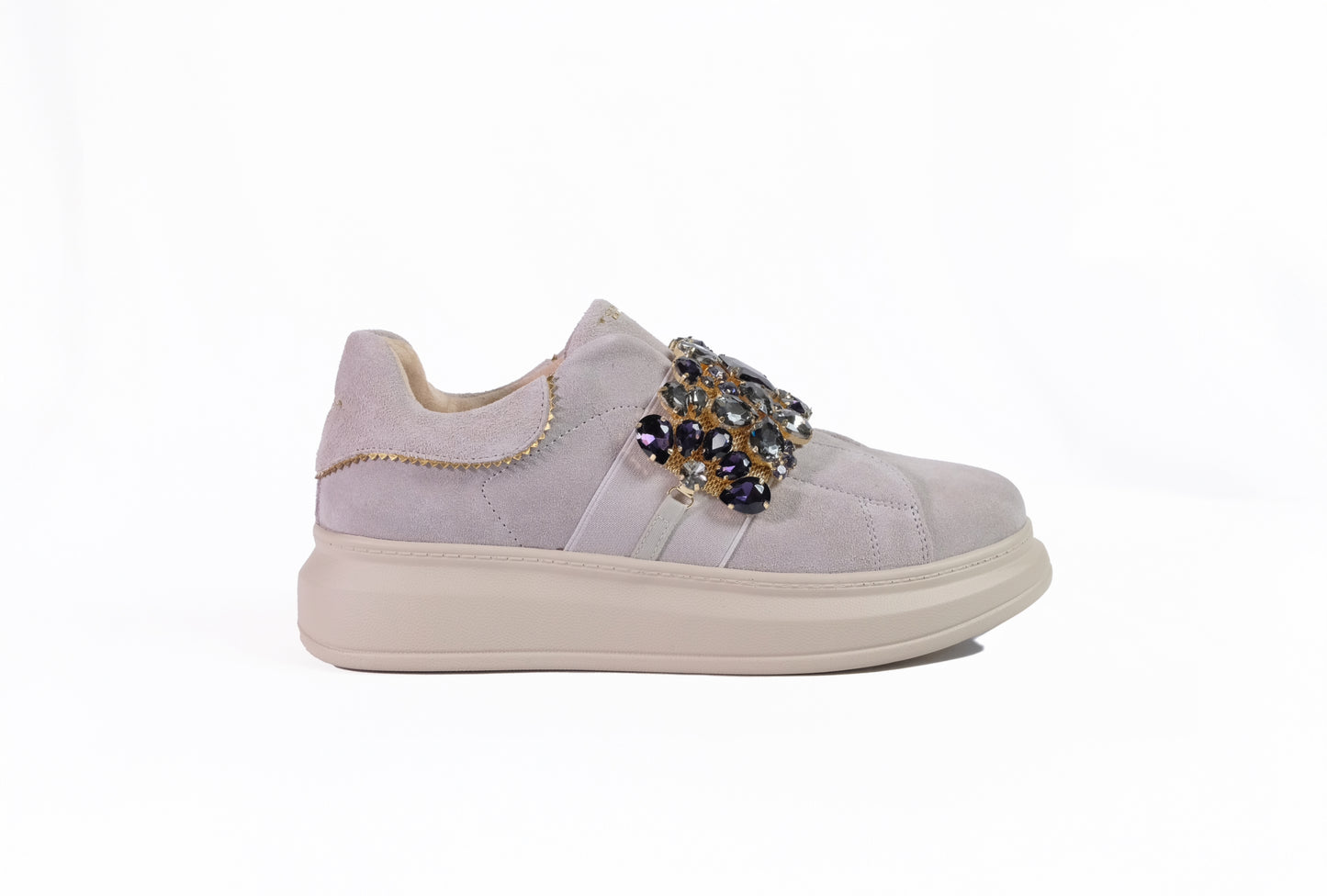 Sneakers Juliette in pelle scamosciata color malva “Tosca Blu”