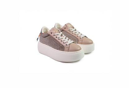 Sneakers bolla in pelle marrone con borchie “Barracuda”