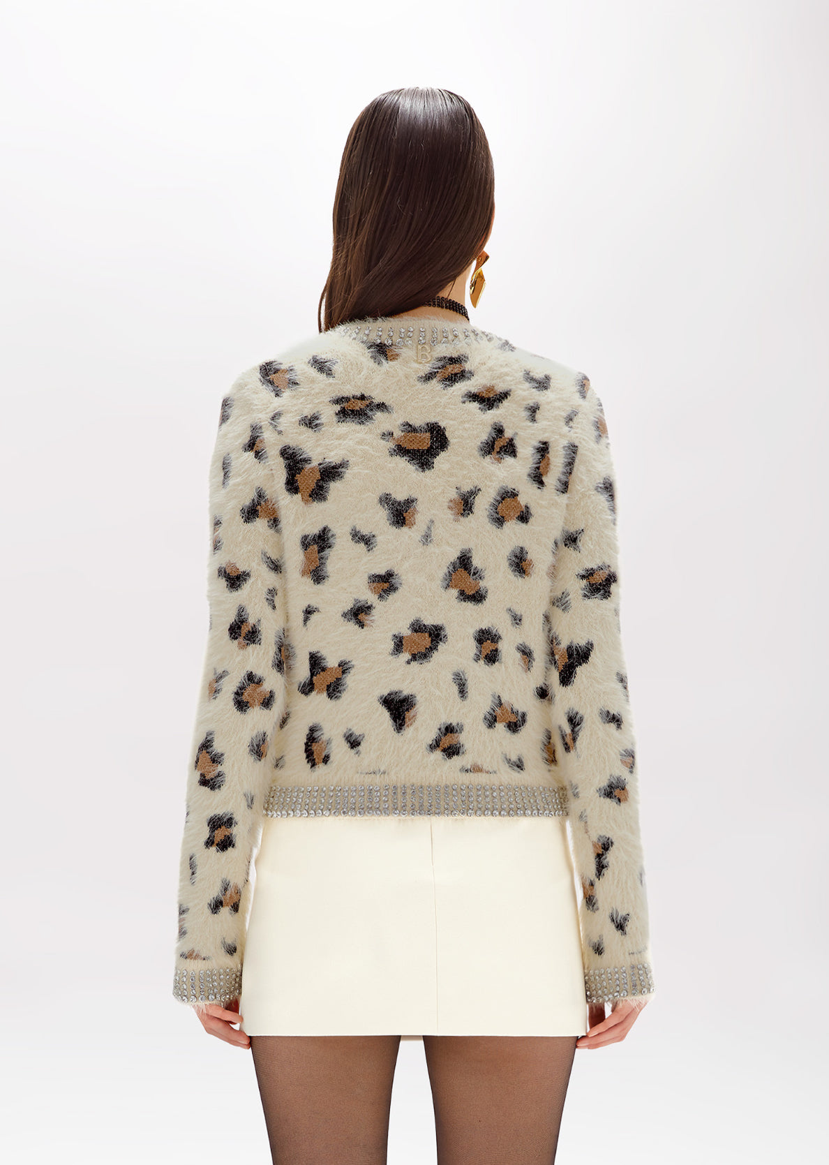 Cardigan jacquard animalier con strass “Blugirl”