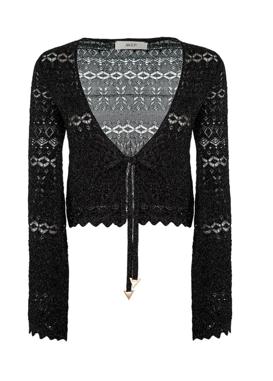 Coprispalle cropped in punto pizzo lurex “Akep”