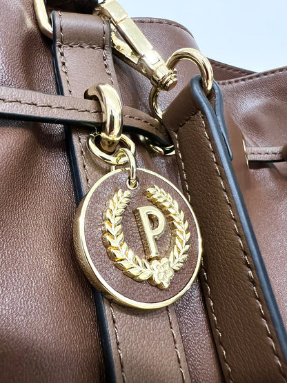 Borsa doppio manico in nappa marrone “Pollini”