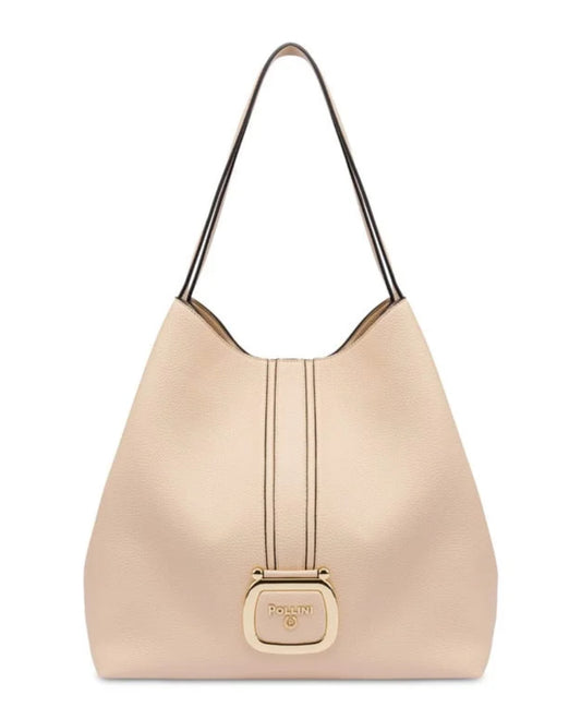 Borsa a spalla in pelle beige “Pollini”