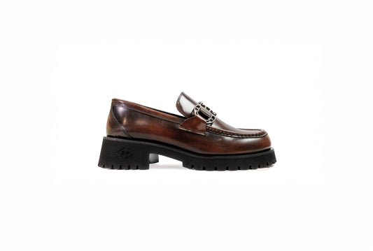 Mocassini in pelle color cognac <Poesie Veneziane>