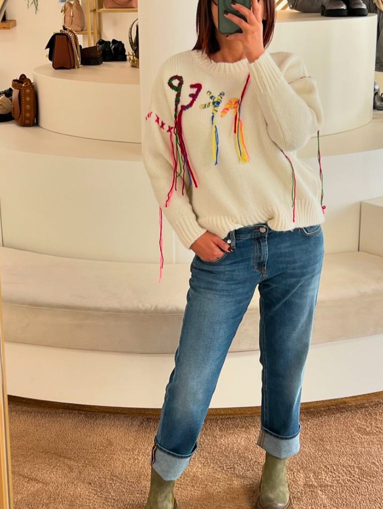 Maglione con ricami logo multicolor “Akep”