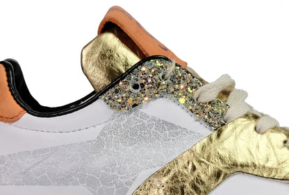 Sneakers in pelle bianca e oro “ A.S.98”