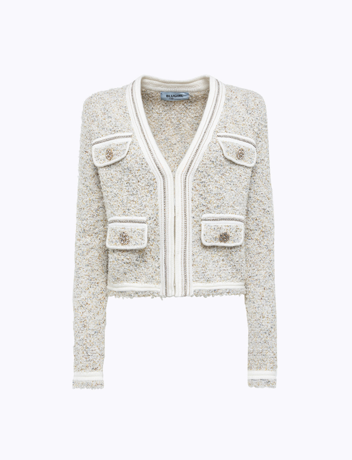 Cardigan in filato bouclè con strass “Blugirl”