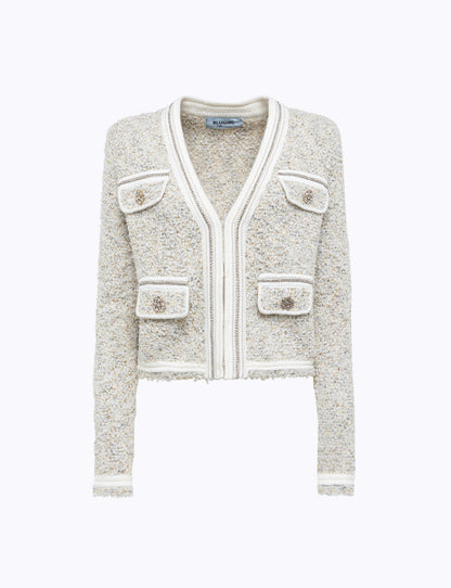 Cardigan in filato bouclè con strass “Blugirl”