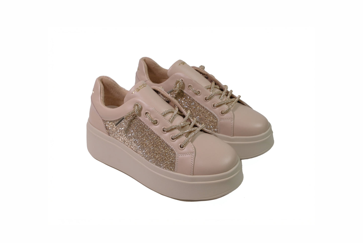 Sneakers Lily in pelle con strass nude “Tosca Blu”