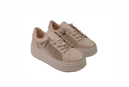Sneakers Lily in pelle con strass nude “Tosca Blu”