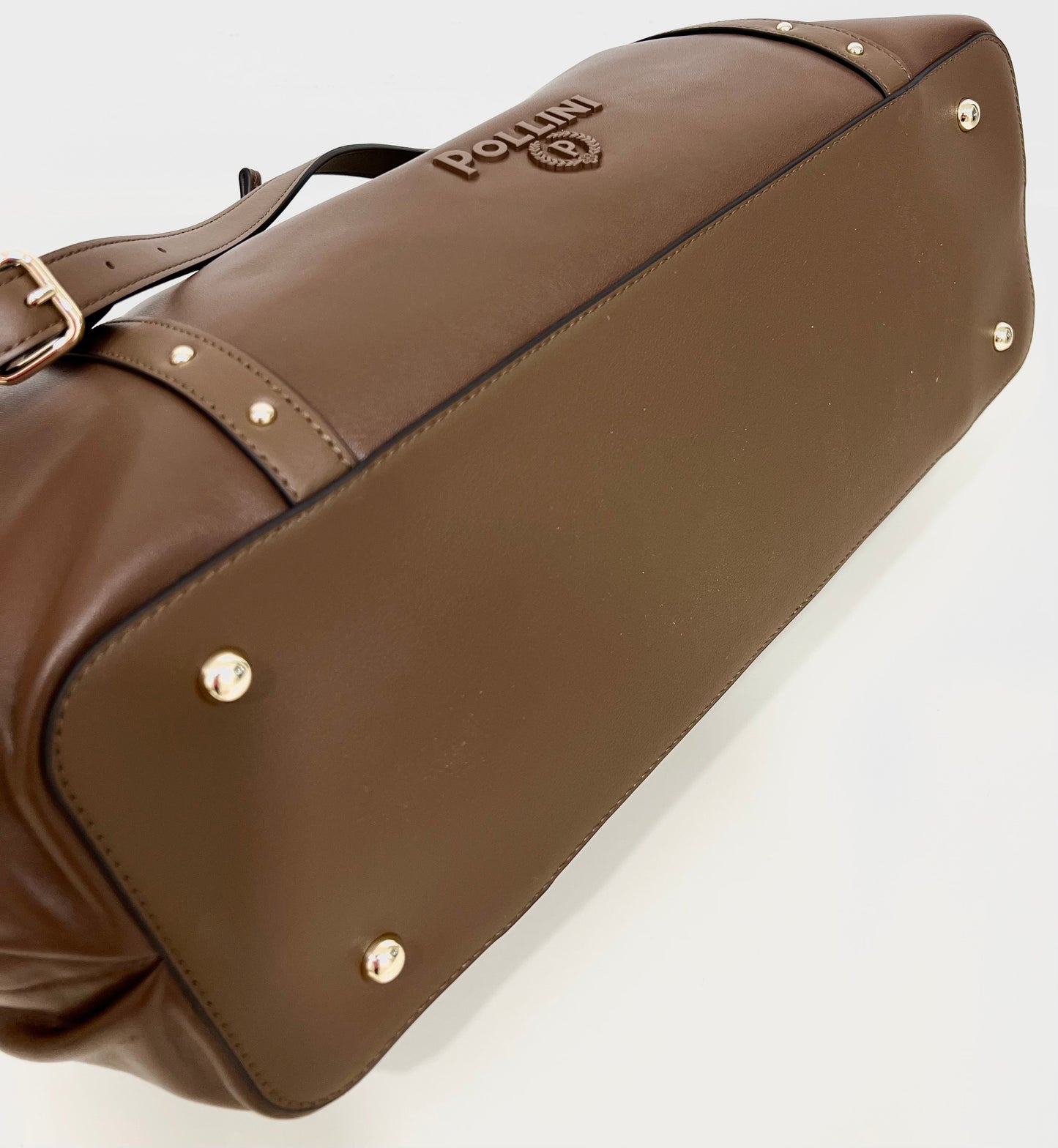 Borsa doppio manico in nappa marrone “Pollini”