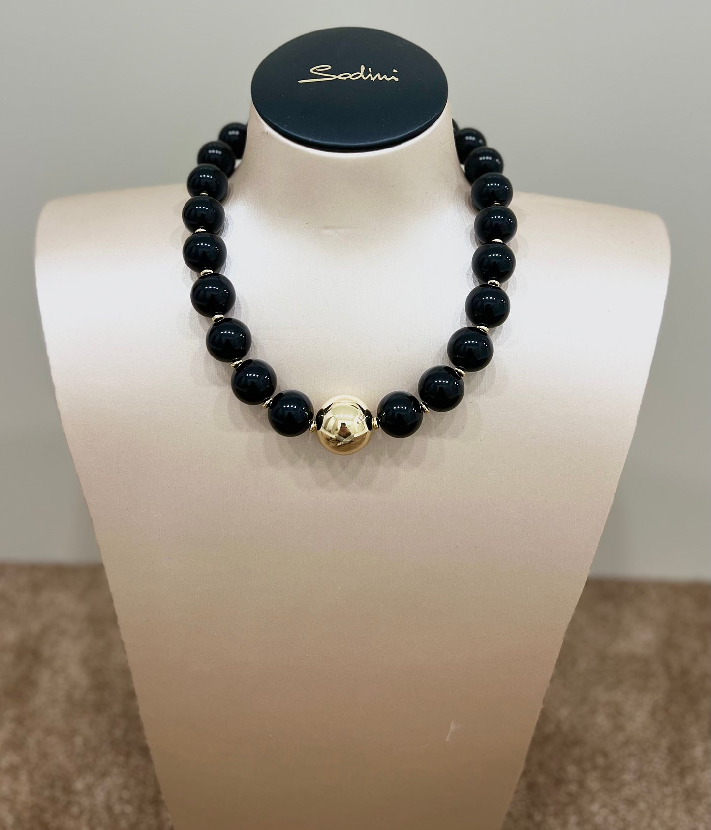 Collana corta a boule grandi tribeca nero “Sodini”