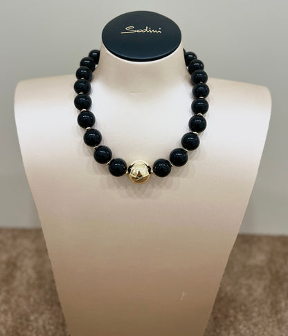Collana corta a boule grandi tribeca nero “Sodini”