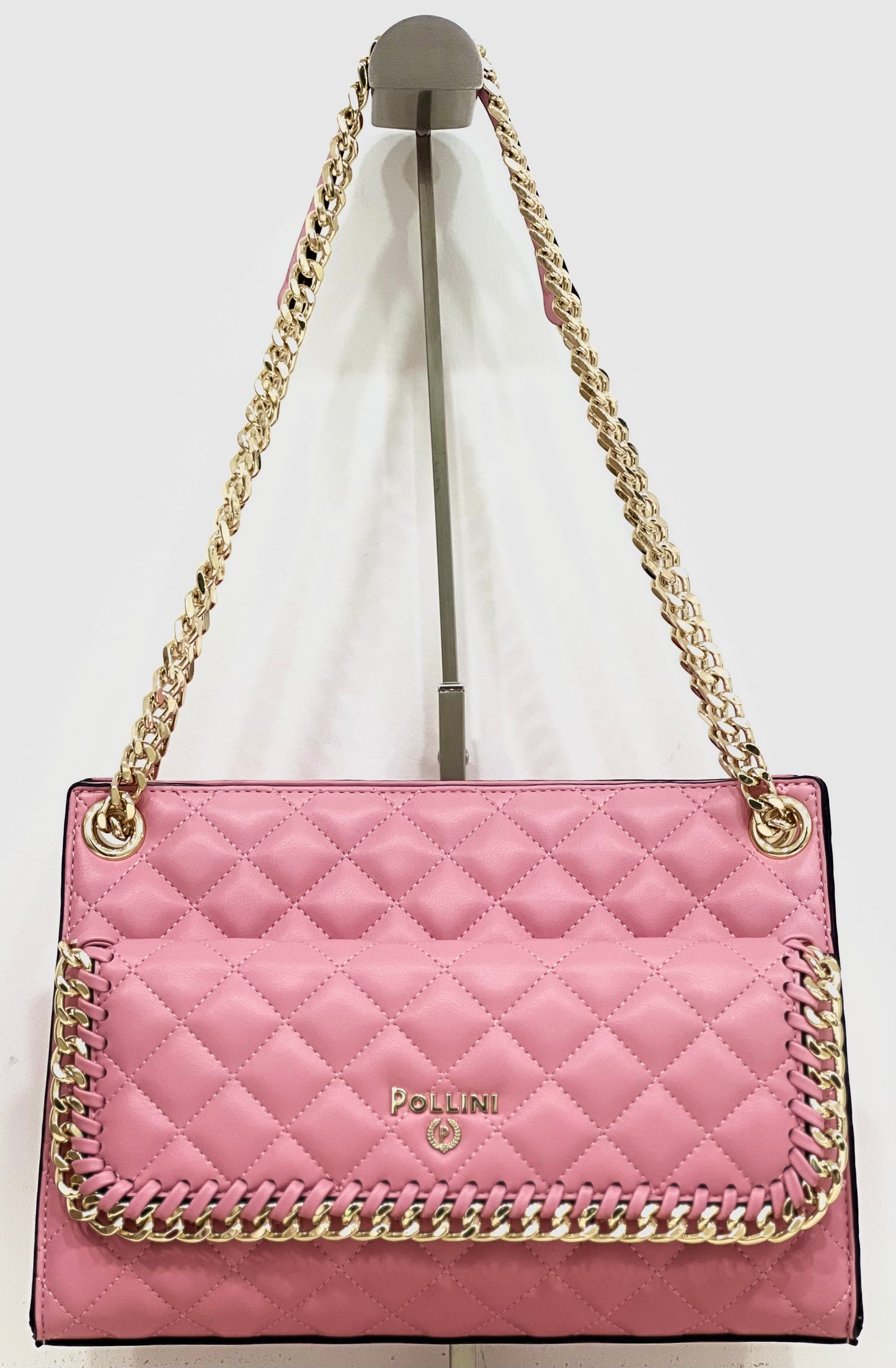 Borsa a tracolla con catena rosa “Pollini”