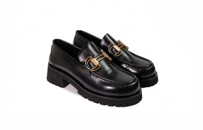 Mocassino in pelle nera <Poesie Veneziane>
