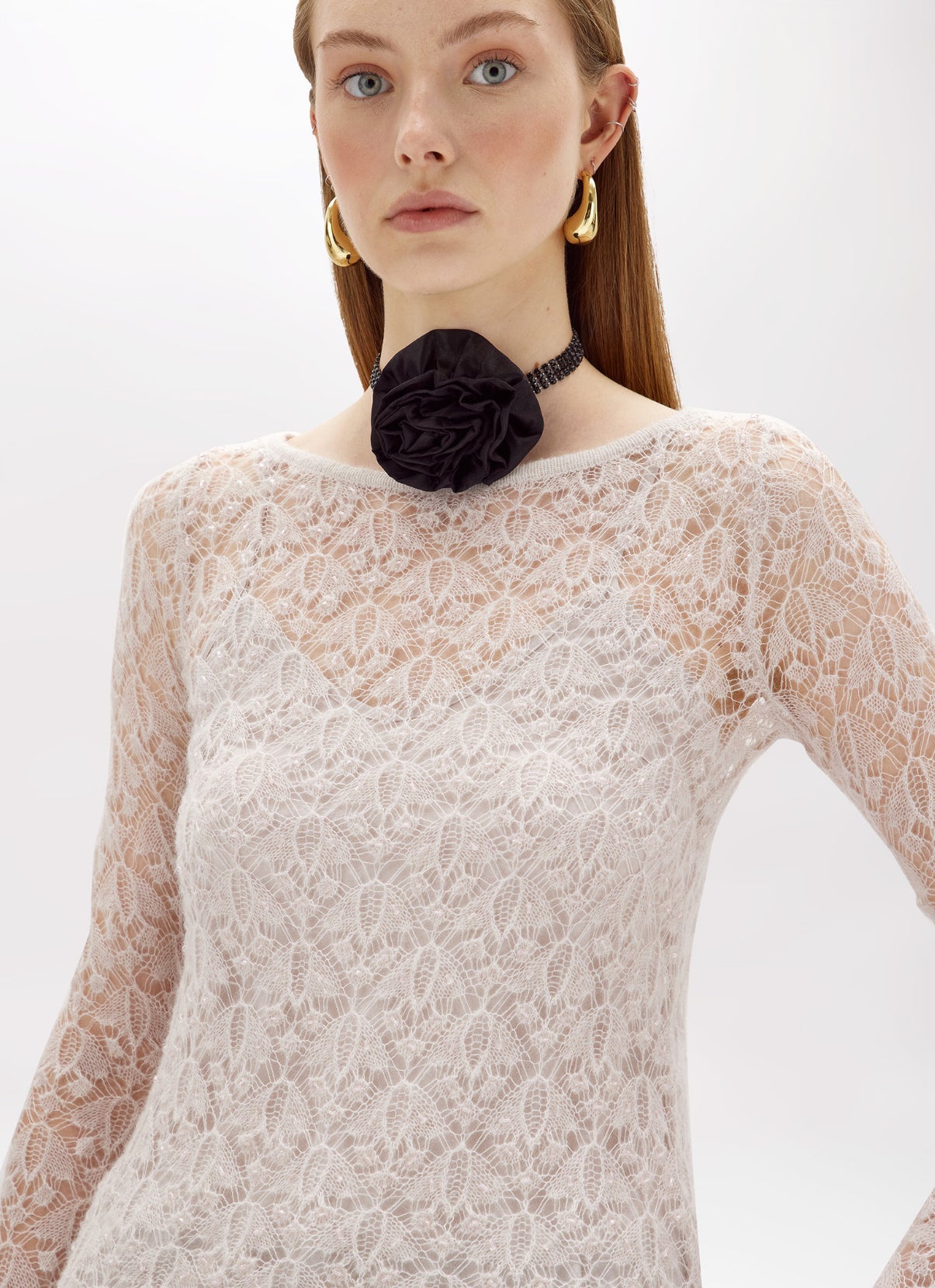 Maglia in punto pizzo con ricamo “Blugirl”