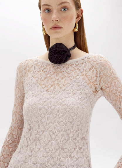 Maglia in punto pizzo con ricamo “Blugirl”