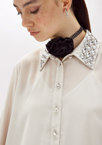 Camicia in georgette con dettagli gioiello “Blugirl”