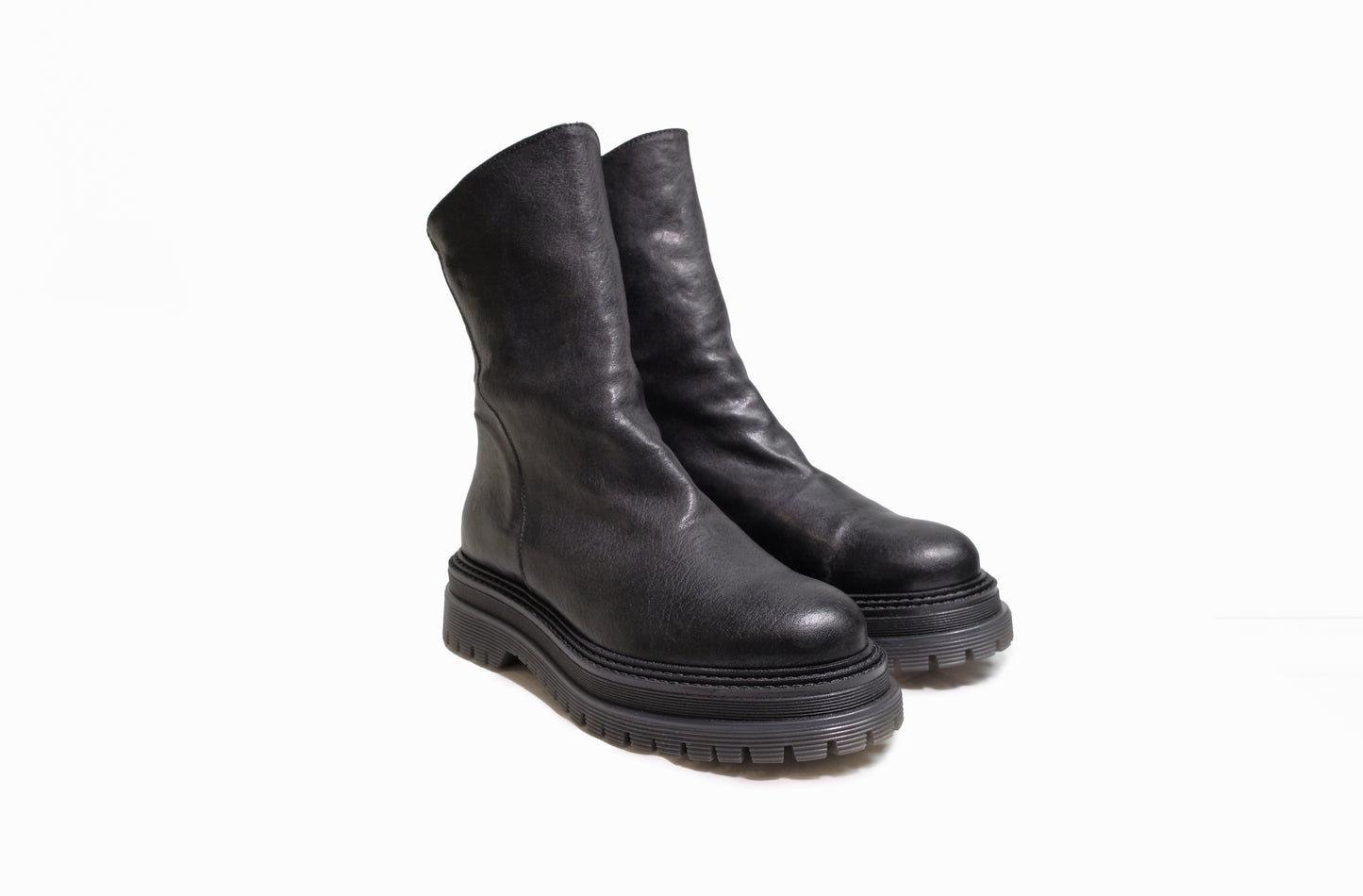 Stivaletto in pelle nera “Les Tulipes”