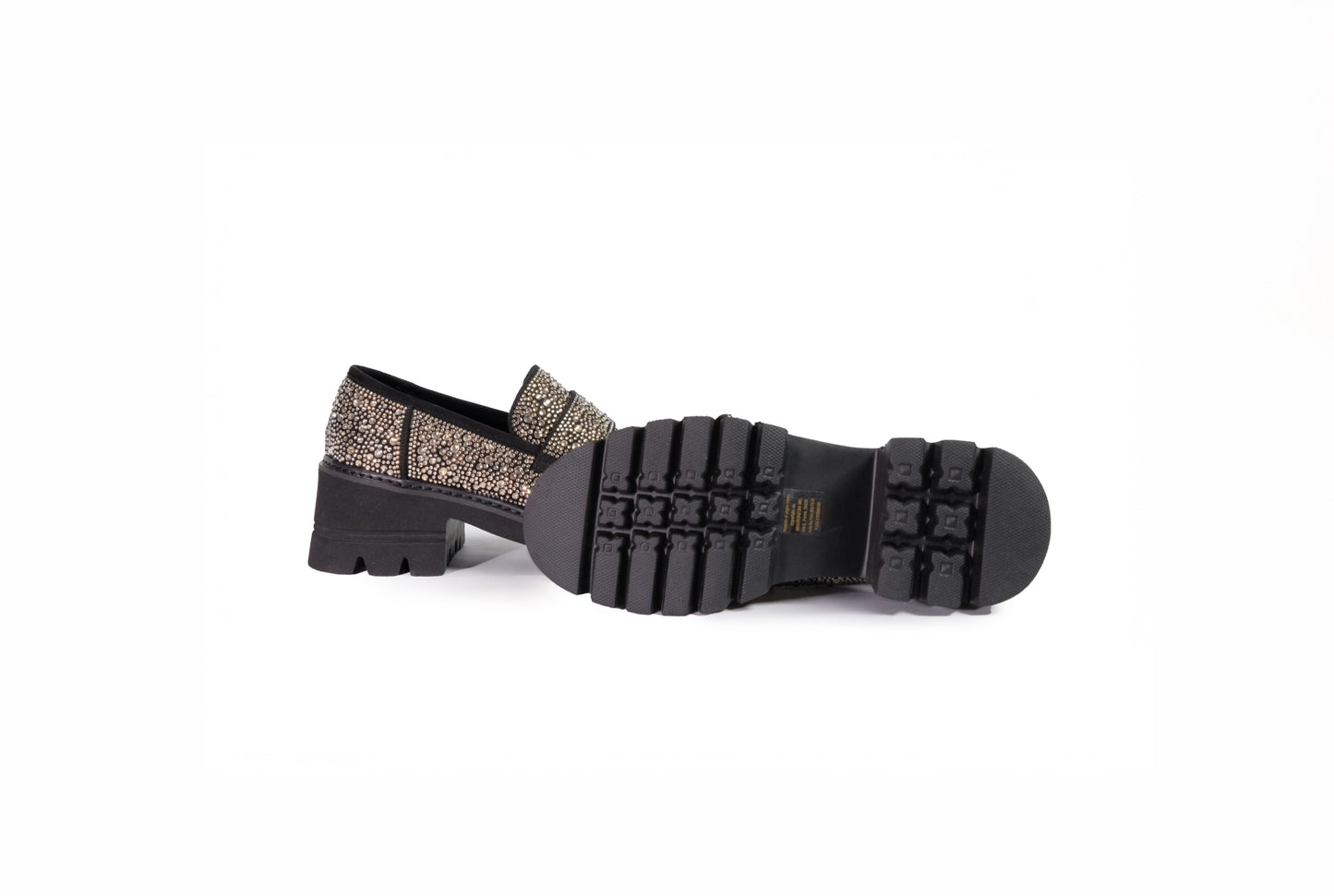 Mocassino nero con strass “Tosca Blu”