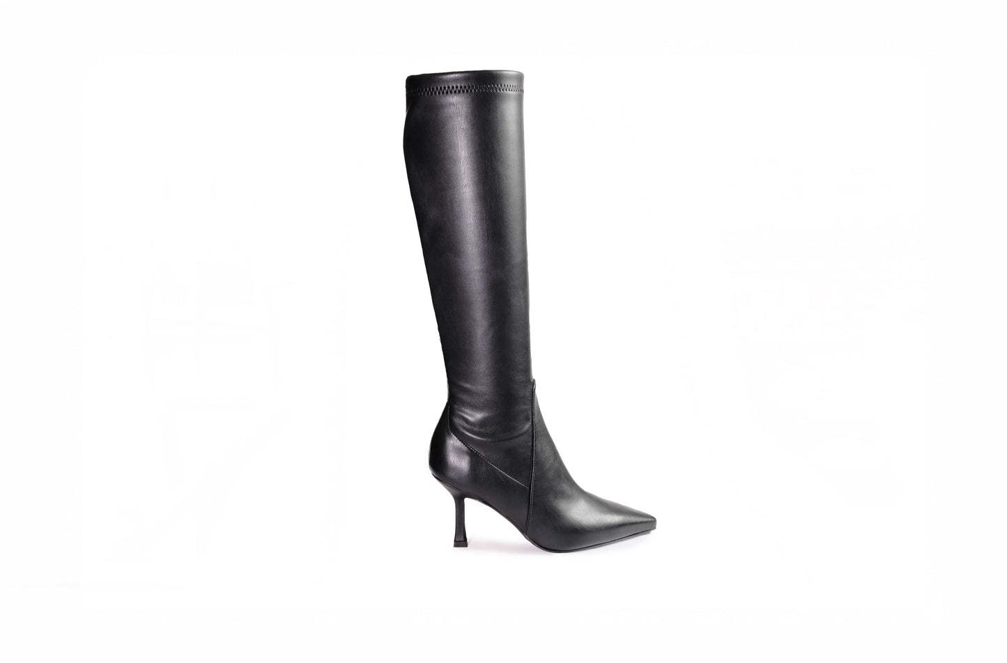 Stivale alto in vitello nero stretch “Anna F.”