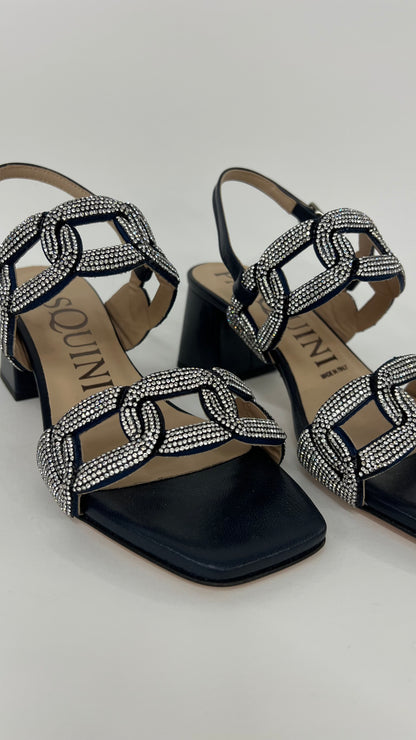 Sandali in nappa blu con strass “Pasquini”