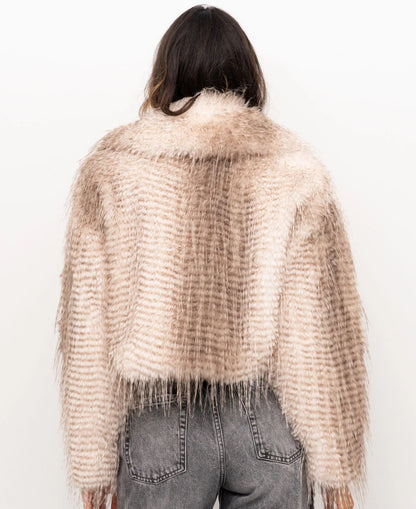 Cappotto corto in faux fur beige “Blugirl”