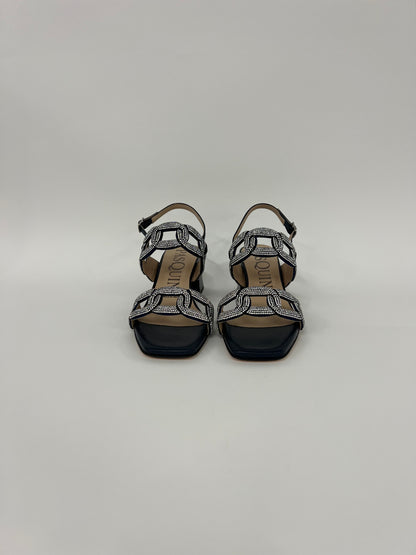 Sandali in nappa blu con strass “Pasquini”
