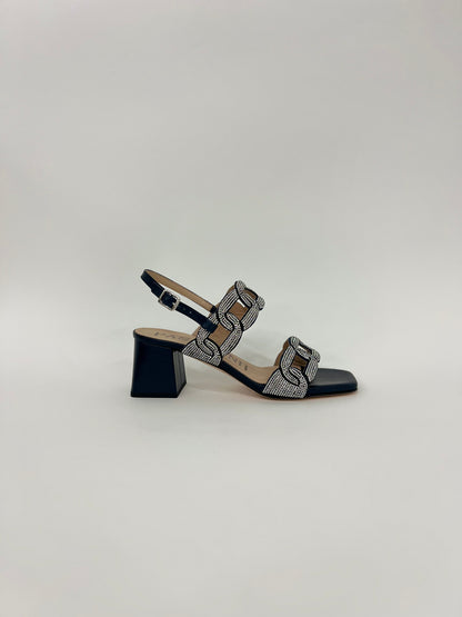 Sandali in nappa blu con strass “Pasquini”