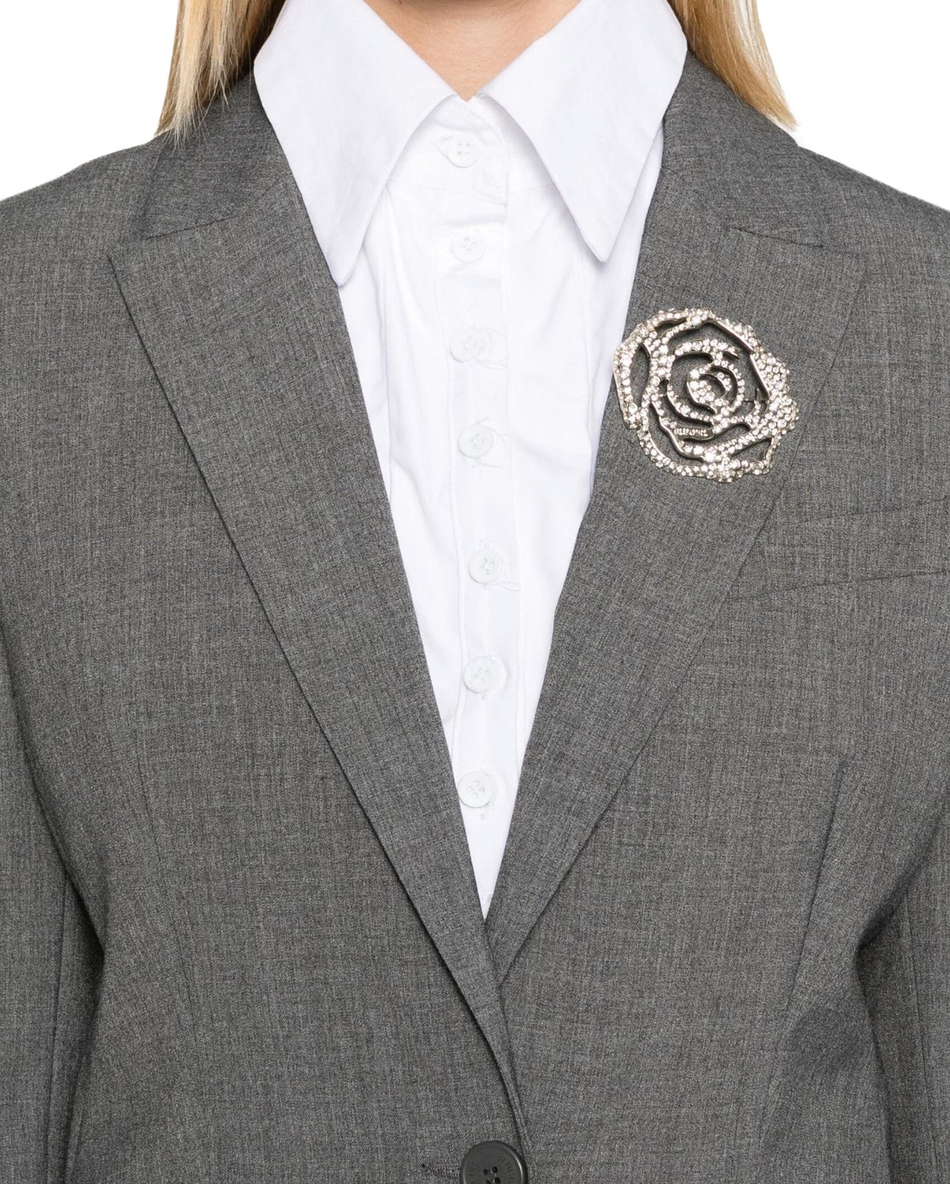 Giacca grigio mélange con rosa di strass “Blugirl”