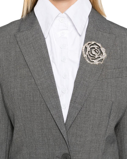 Giacca grigio mélange con rosa di strass “Blugirl”
