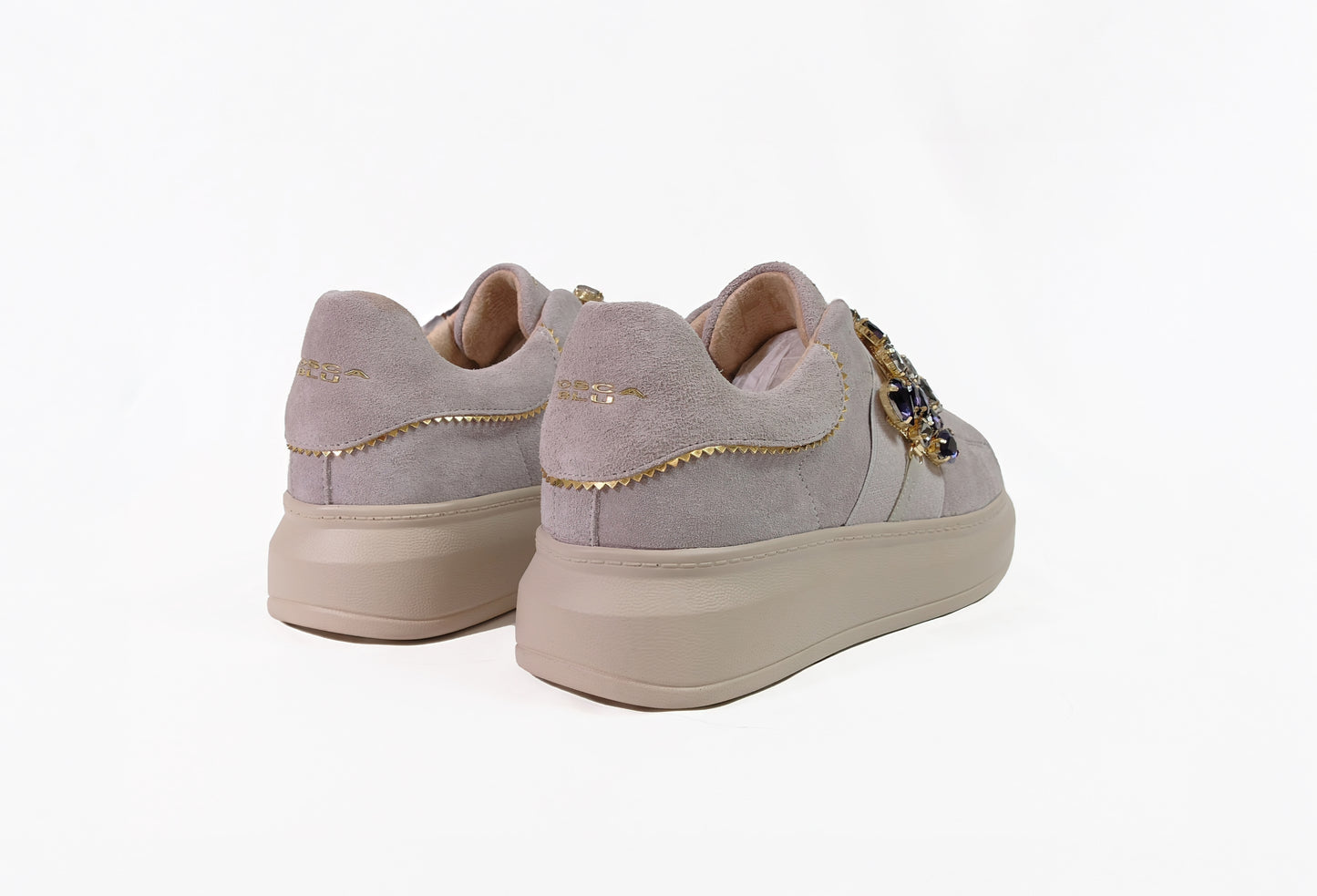 Sneakers Juliette in pelle scamosciata color malva “Tosca Blu”