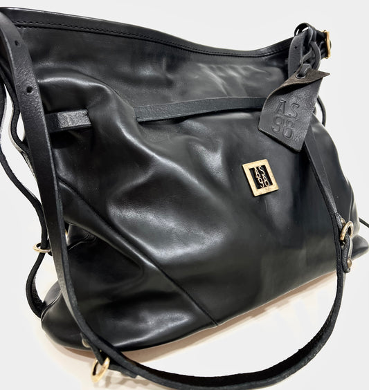 Borsa a tracolla in pelle nera “A.S.98”