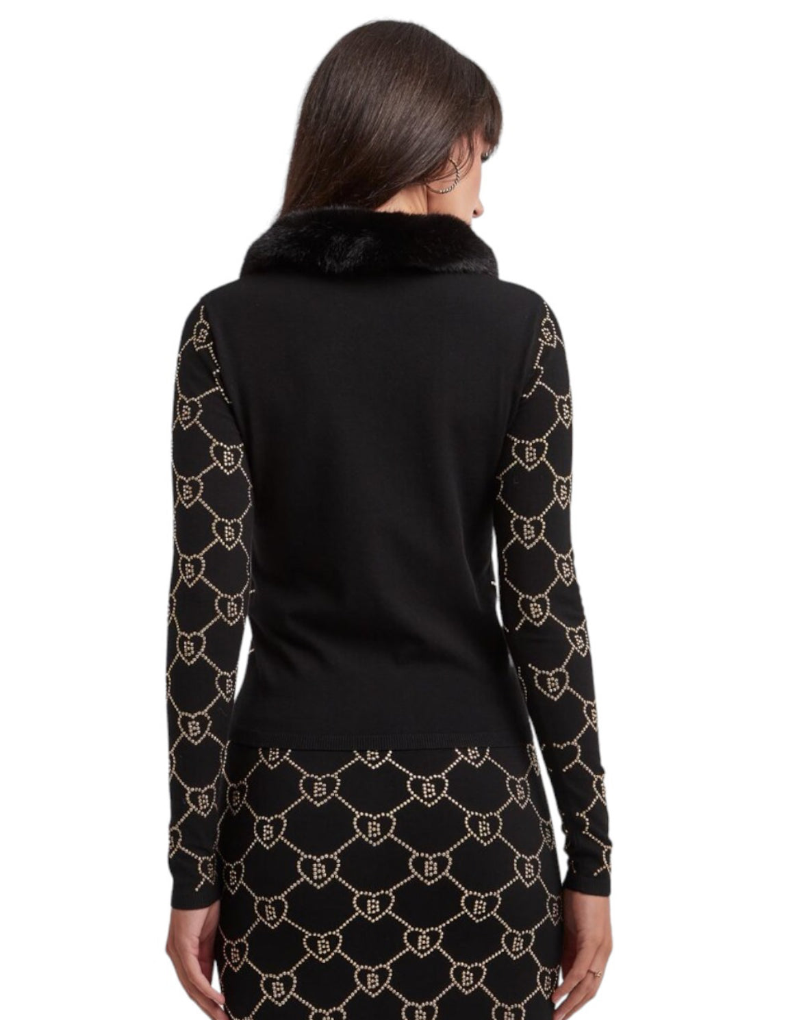Cardigan logati con collo in pelliccia “Blugirl”